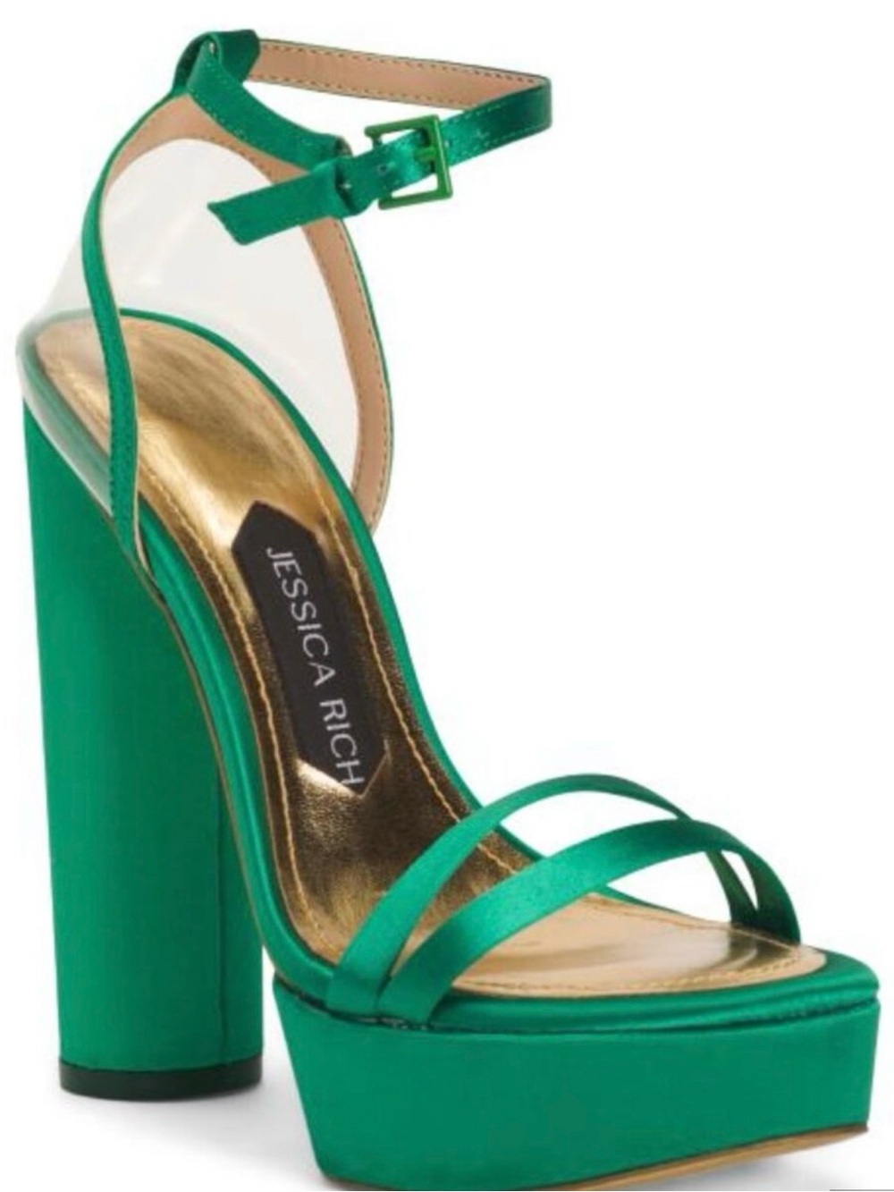 Jessica Rich Emerald Green Platform Block Heel Sandal - Picture 1 of 7